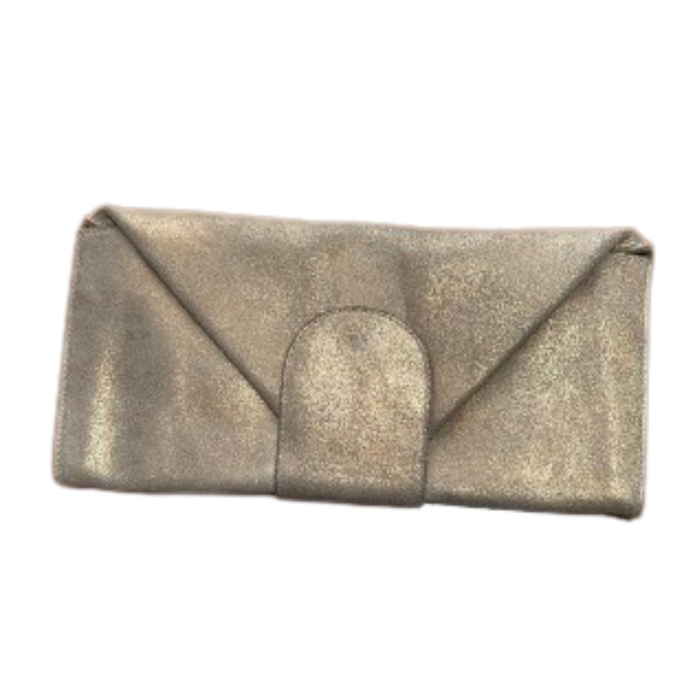 Tano Handbags Metallic Gold Leather Folding Leather Envelope Clutch